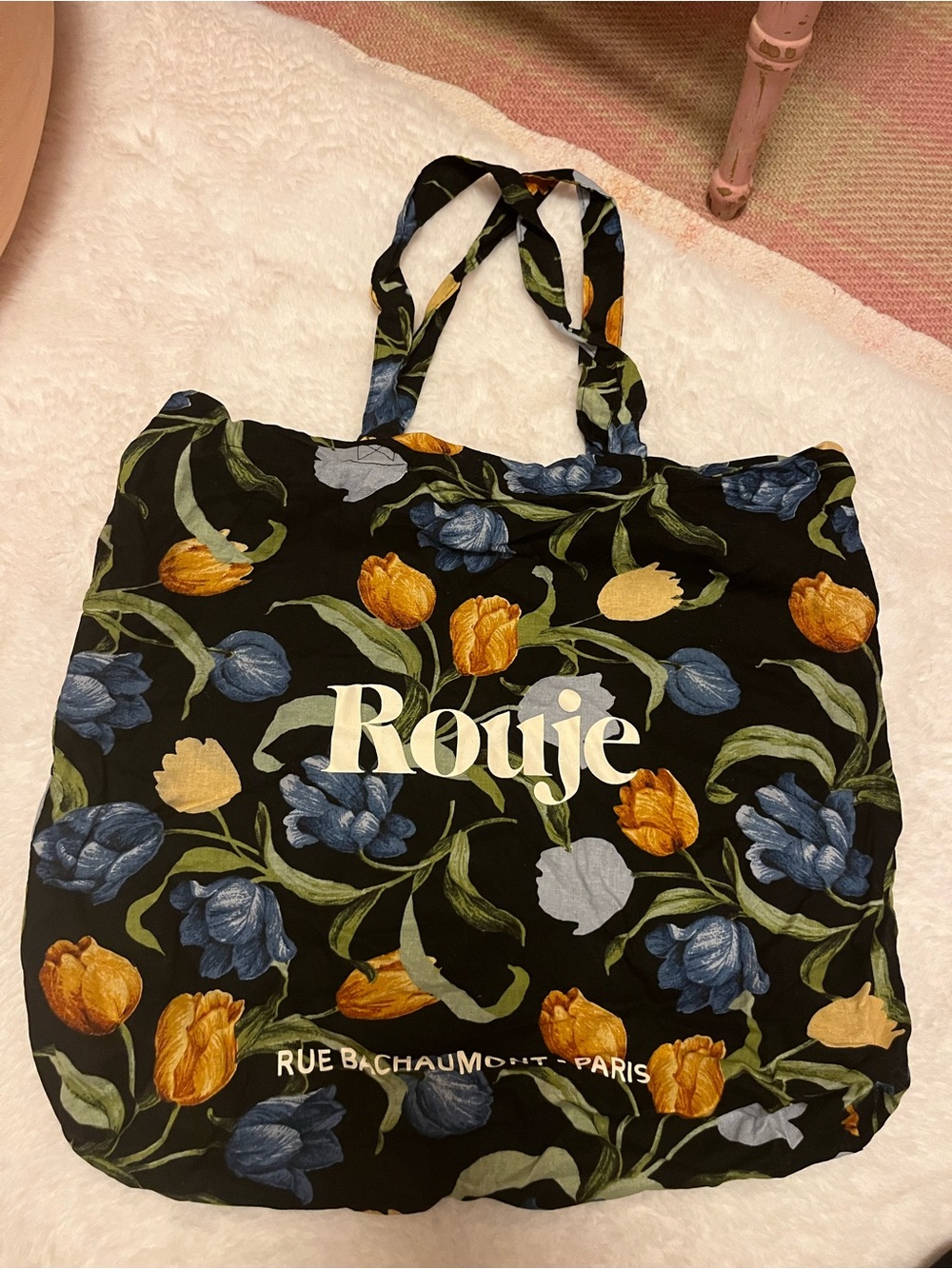 Rouje Black Floral Tulip Tote